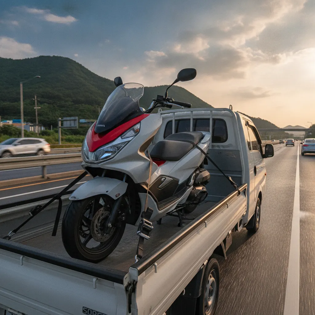 여수 순천 오토바이 탁송, PCX125를 리프트로 실은 날